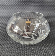 Vintage Gleneagles Crystal Aria Hand Cut in Scotland Squat Posy Bowl 15 x 9.5cm 