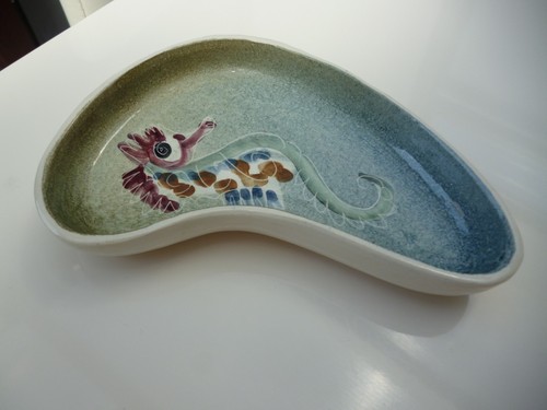 Seahorse trinket pottery - pottery, dish