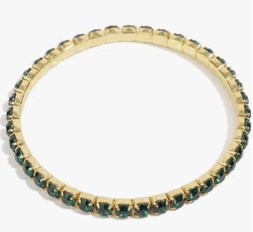 Gold tone green rhinestone - gold-tone,