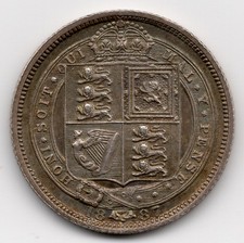 1887 Sixpence, Queen Victoria Jubilee Head Silver Coin, High Grade.