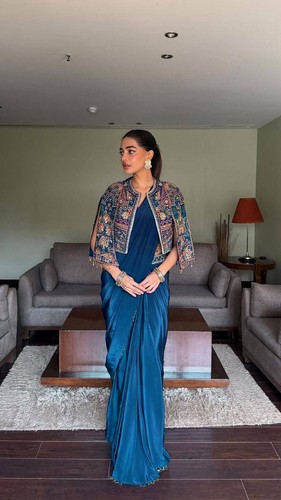 Designer teal blue embroidered - designer,