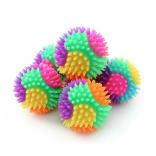 Flashing Spiky Colorful LED Squeeze Ball Party Bag Filler Stress Relief (5 Pack)