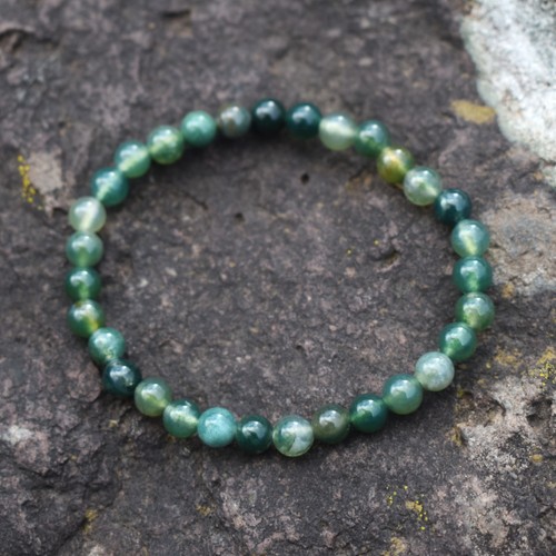 Moss agate crystal bead - moss,