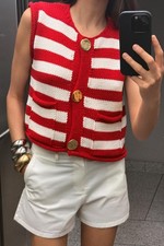 ZARA RED WHITE STRIPED CHUNKY