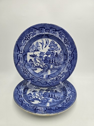 Pair vintage blue willow - pair,