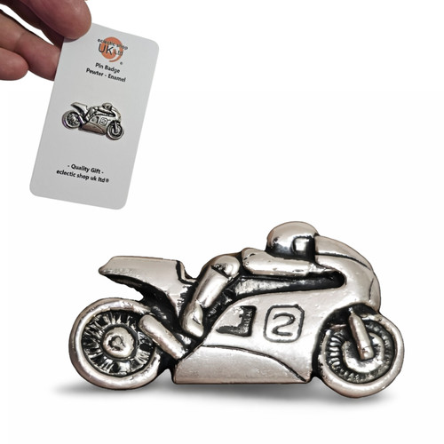 Racing motorcycle pewter - racing, pin