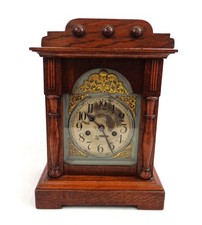 Antique German Wooden Mantel Clock 'Badische Uhrenfabrik' Circa 1900 (NO KEY)