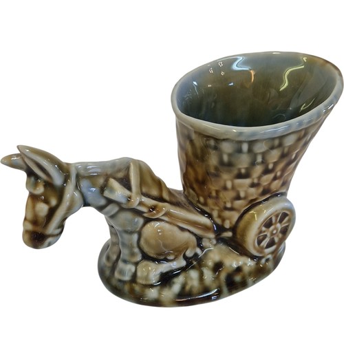 Shamrock pottery donkey cart - pottery,