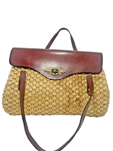 Vintage handbag woven - woven, straw