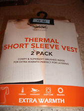 ex M&S 2 PACK  POINTELLE THERMAL  SHORT SLEEVE WARM VEST BRUSHED INSIDE CREAM
