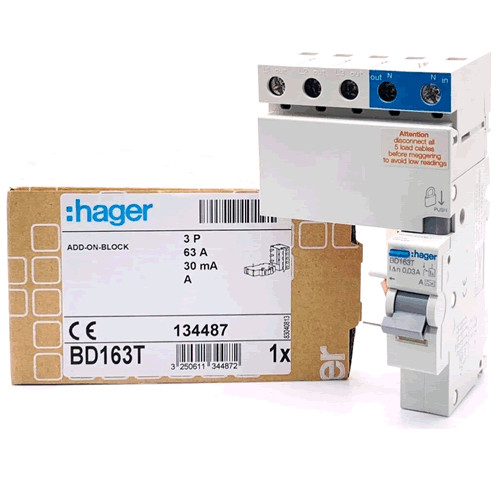Hager bd163t earth - earth, leakage