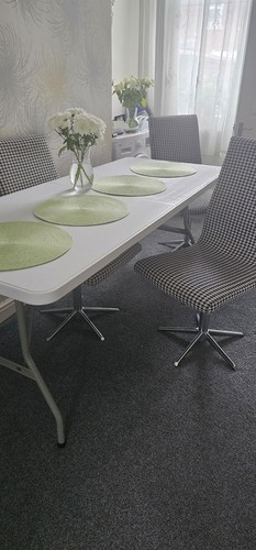 Dining table and chairs - table,