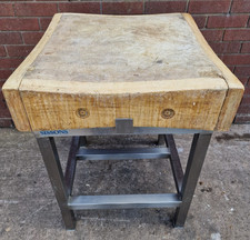 BUTCHERS BLOCK ON STAINLESS STEEL SISSONS STAND 2Ft x 2 Ft 60x60cm USED £245+VAT