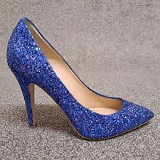 Schuh Court Shoes Blue Glitter 38 UK 5 Party Cobalt 4" Stiletto Heel