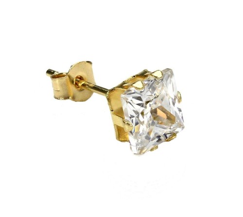 9ct gold 5mm square simulated - ,