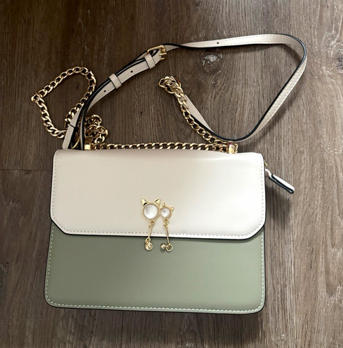 Cream green colourblock faux - &,
