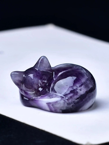 Crystal sleeping cat figurines - crystal,