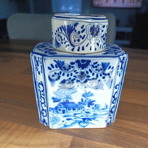 Antique delft tea caddy - tea,
