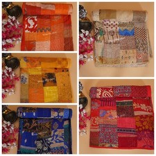 Bohemian Bedspread Coverlet Silk Patchwork Vintage Quilt Handmade Throw Blanket