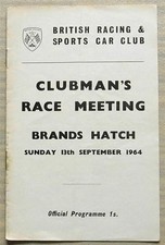 BRANDS HATCH 13 Sep 1964 BRSCC CLUBMANS RACE MEETING Official Programme
