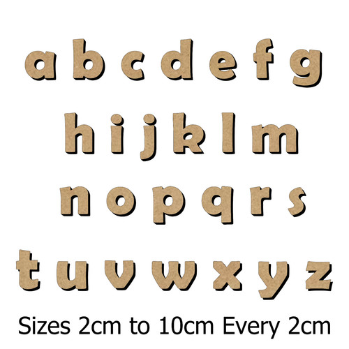 Wooden mdf lowercase letters - wooden,