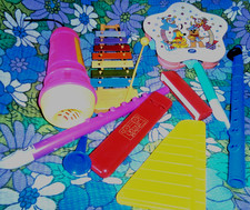 Vintage Bundle of 10 plastic Musical Instruments For Younger Children-party/play