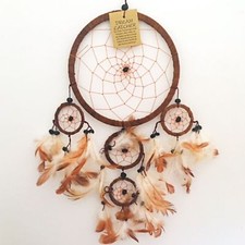 Large Brown Dream Catcher Suede Leather Native American Indian Dreamcatcher