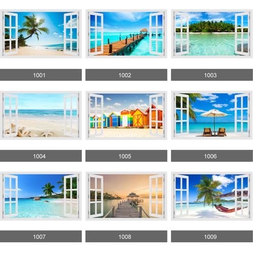 Wall mural window tropical - wall,