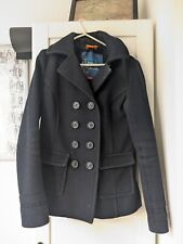 Superdry Liberty Bell Pea Coat, XXS, UK8 dark blue Button-up collar Wool Blend 