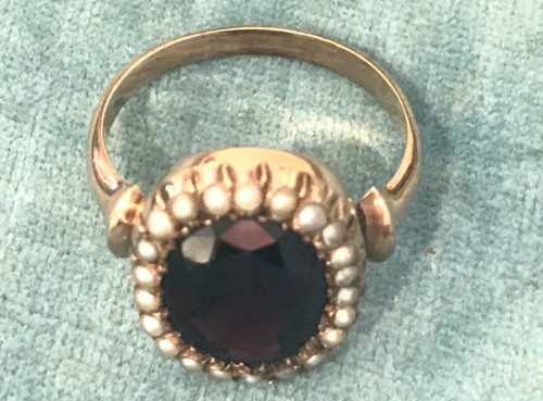 Antique 9ct gold ring garnet - ring,