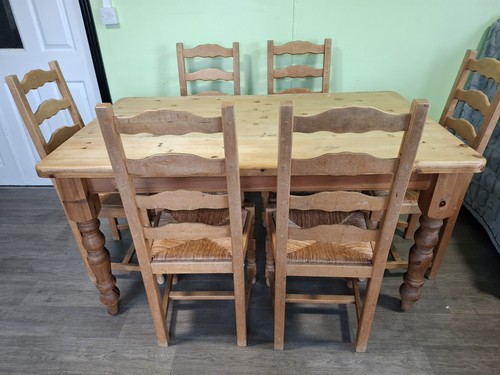 Pine dining table - dining, chairs