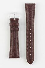 Hirsch ARISTOCRAT Crocodile Embossed Brown Leather Watch Strap