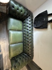 Chesterfield Antique Green Tree Seater Sofá In Good Condition,