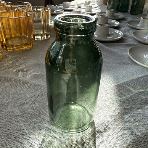 Green glass bottle jar - /,