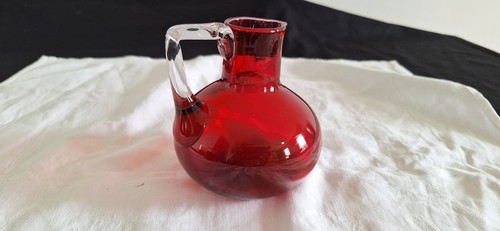Vintage cranberry glass jug - vintage,