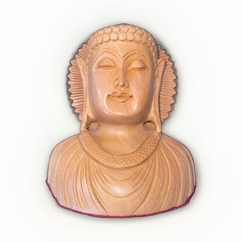 Carved brown wooden buddha - wooden,