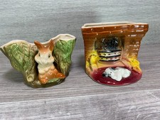 2 x Eastgate Withernsea Potterys  Fauna Bunny Rabbit dog in fireplace cute