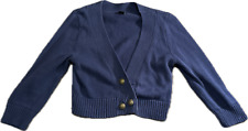 Navy Cropped Sailor Button Cardigan UK M FITS 10/12
