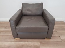 ARMCHAIR Grey Leather Multiyork Oregon Square Removable Cushions FREE DELIVERY