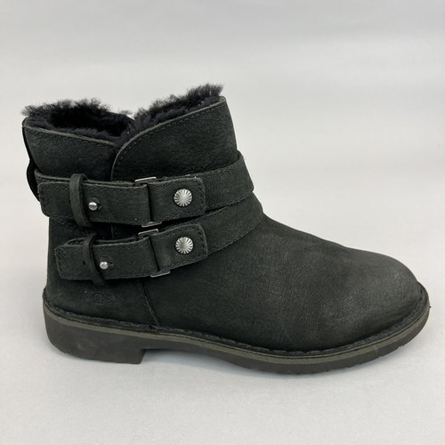 Ugg aliso black leather ankle - black,
