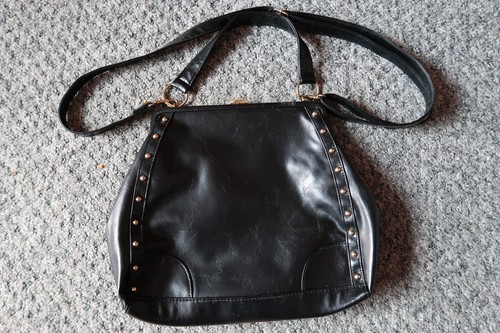 Handbag black faux leather - black,