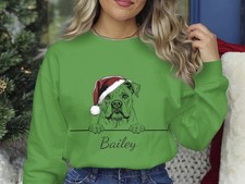 American Bulldog Christmas Sweatshirt Personalised Dog Name Unisex Festive Gift