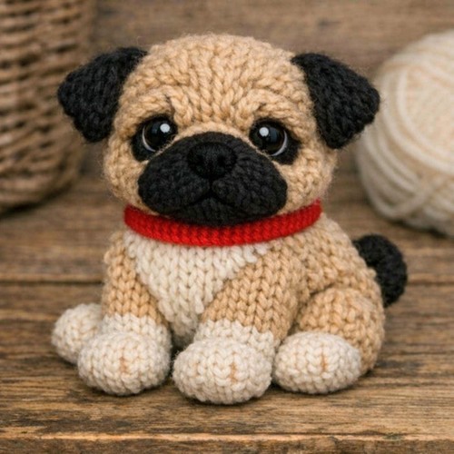 Adorable pug puppy knitting - pug,