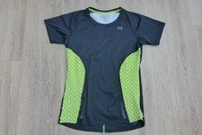 UNDER ARMOUR LADIES CATALYST HEAT GEAR GYM /RUNNING TOP BLACK/LIME UK 8-10