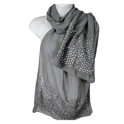 Gray sheer chiffon scarf - sheer,