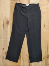 JOSEPH RIBKOFF UK 20 LONG BLACK TROUSERS WIDE LEG FORMAL WORK FRONT PLEAT WOMENS