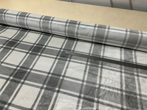 Check printed velvet fabric - check,