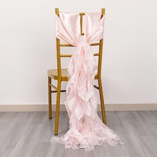 5 Curly Willow Chiffon Satin CHAIR SASHES Party Events Home Decorations Supplies