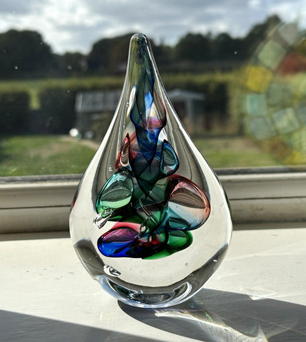 Art glass teardrop paperweight - art,