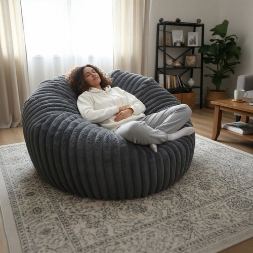 Ribbed faux fur bean - ribbed,